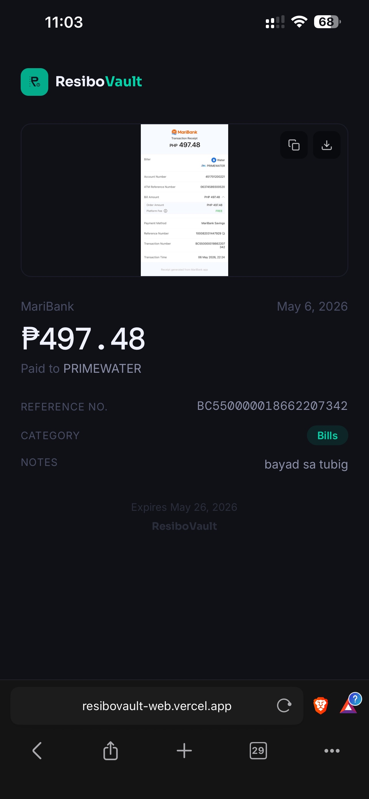 Web proof page
