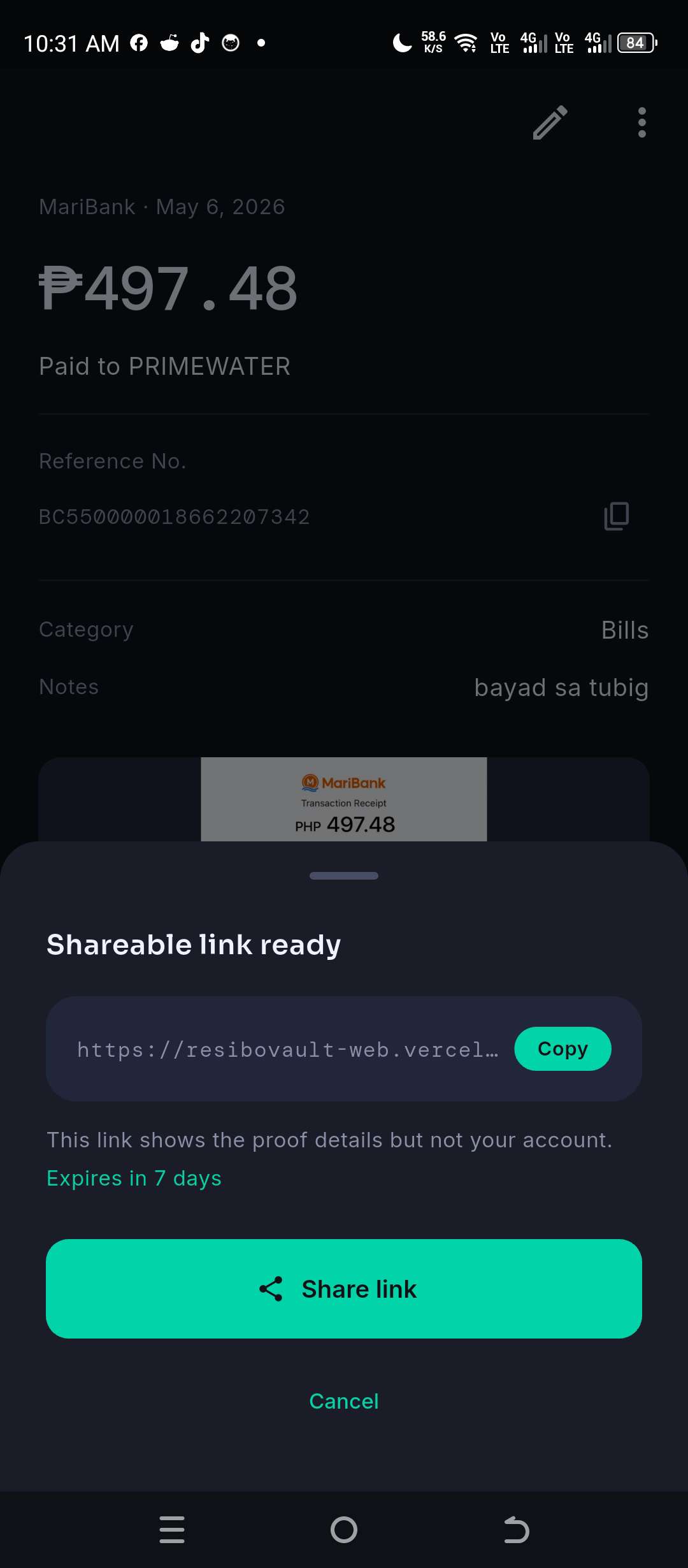 Shareable link ready